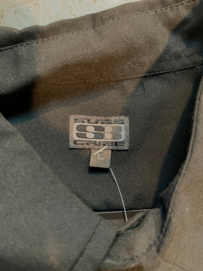 Y2K Men's Dark Grey Tribal Button-Up Shirt