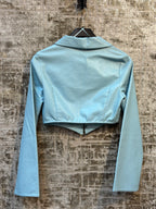 Women's Vintage Pastel Blue Leather Bolero