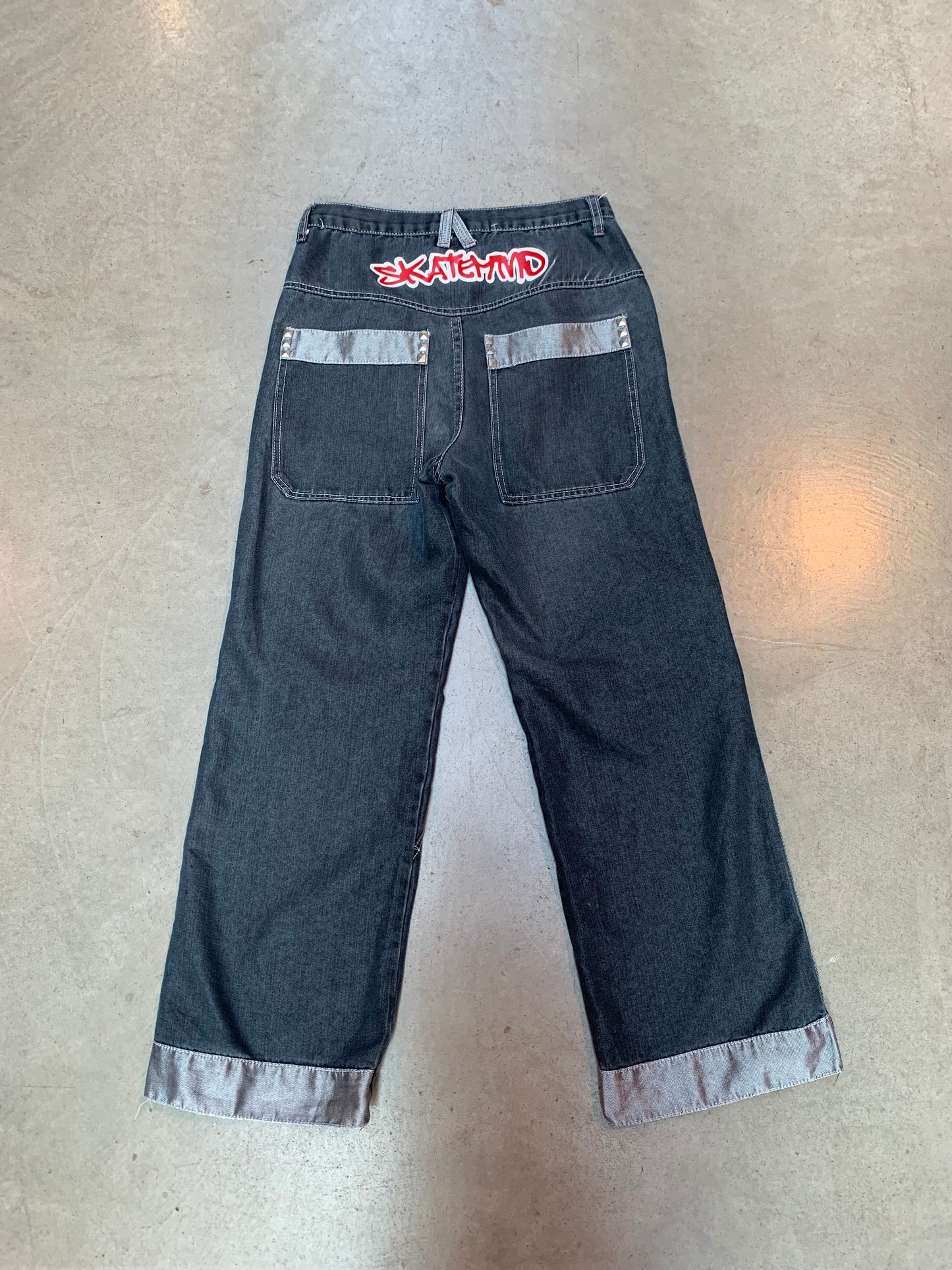 Vintage Kill Brand Skater Wide-Leg Denim Jeans