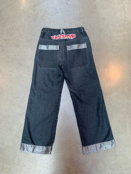 Vintage Kill Brand Skater Wide-Leg Denim Jeans