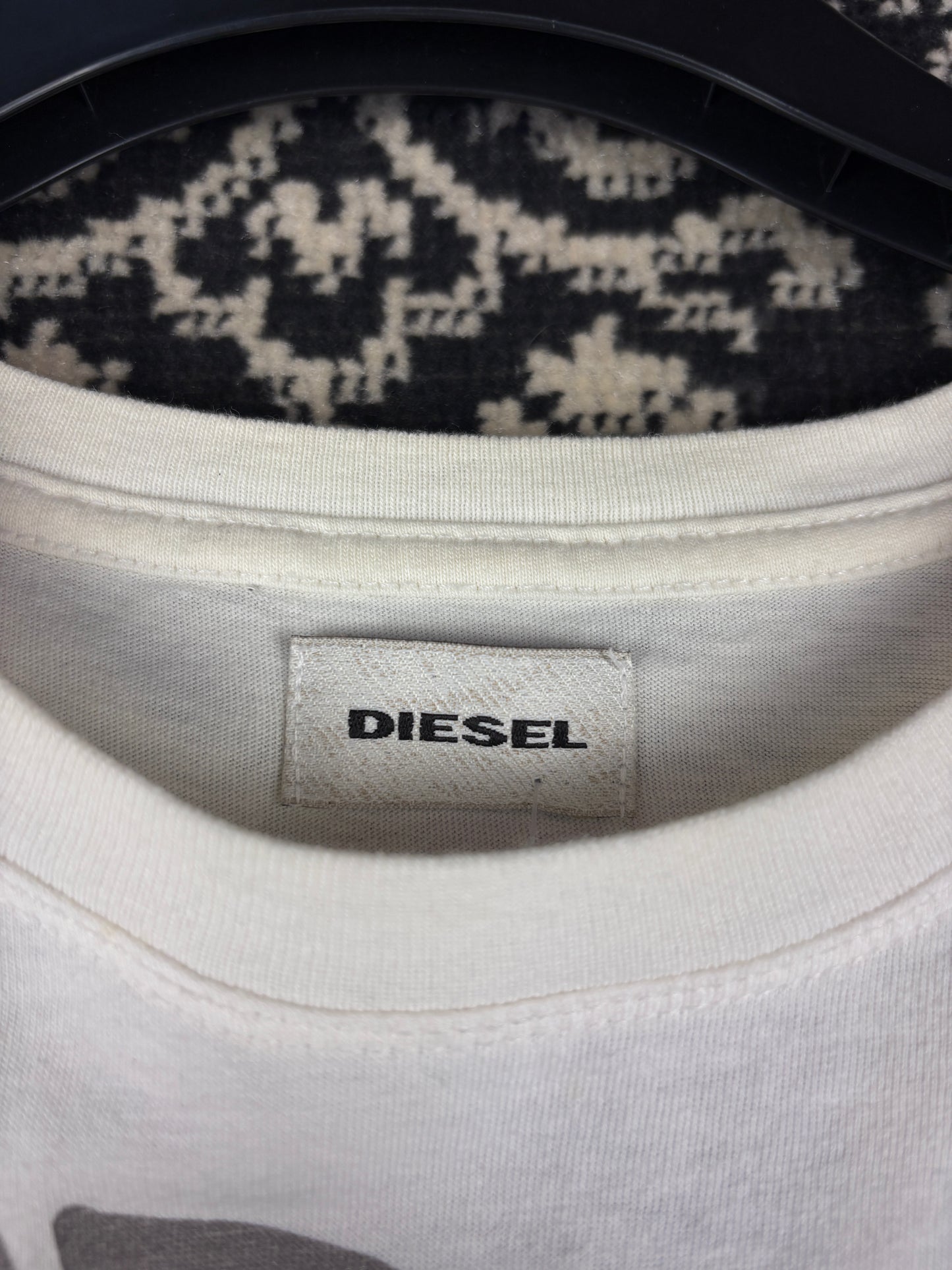 Diesel Graphic Skull Print White T-Shirt
