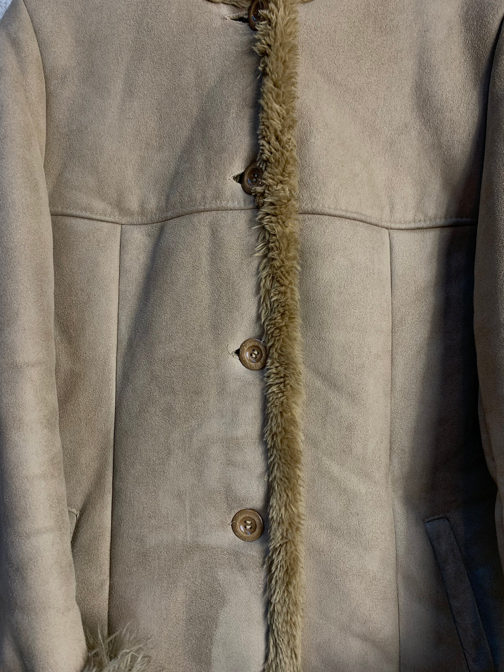 Faux Suede Hooded Afghan Coat