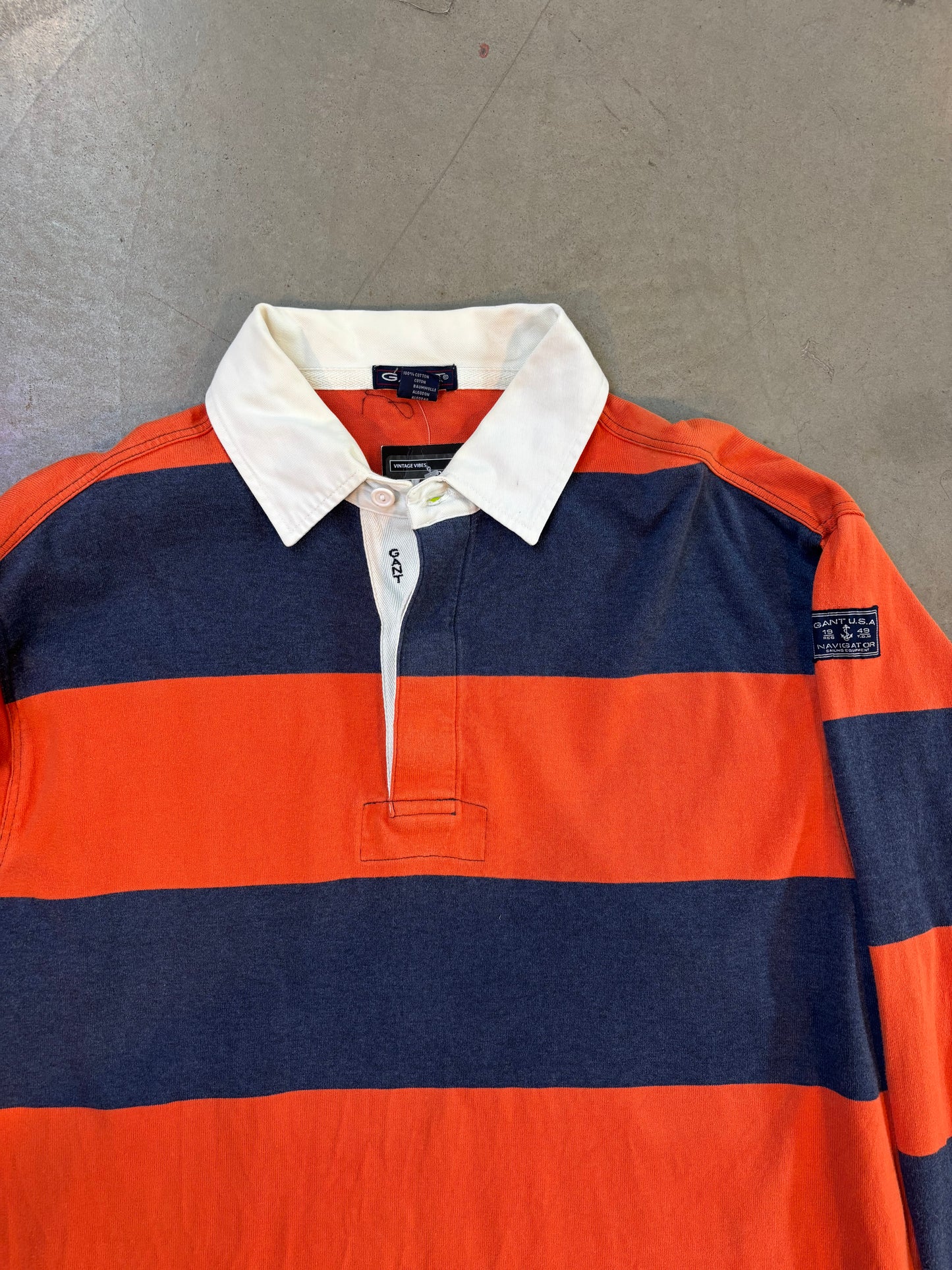 GANT Navy Orange Rugby Shirt