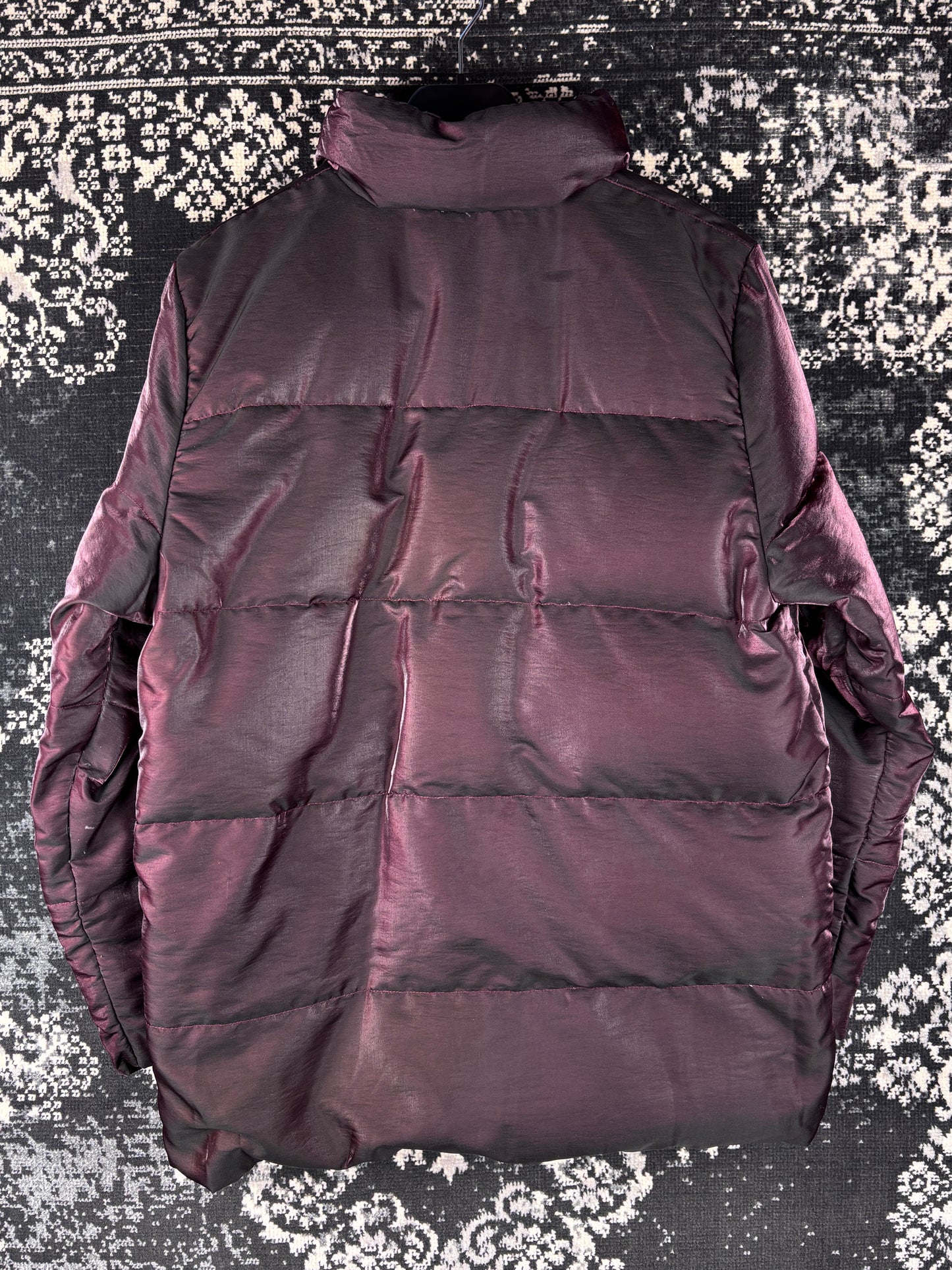 Women's Vintage Moncler Burgundy Holo Effect Puffer Jacket