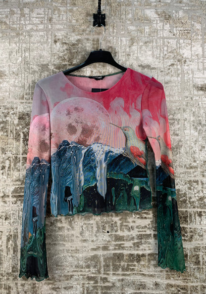 Womens Y2K Desigual Mesh Top