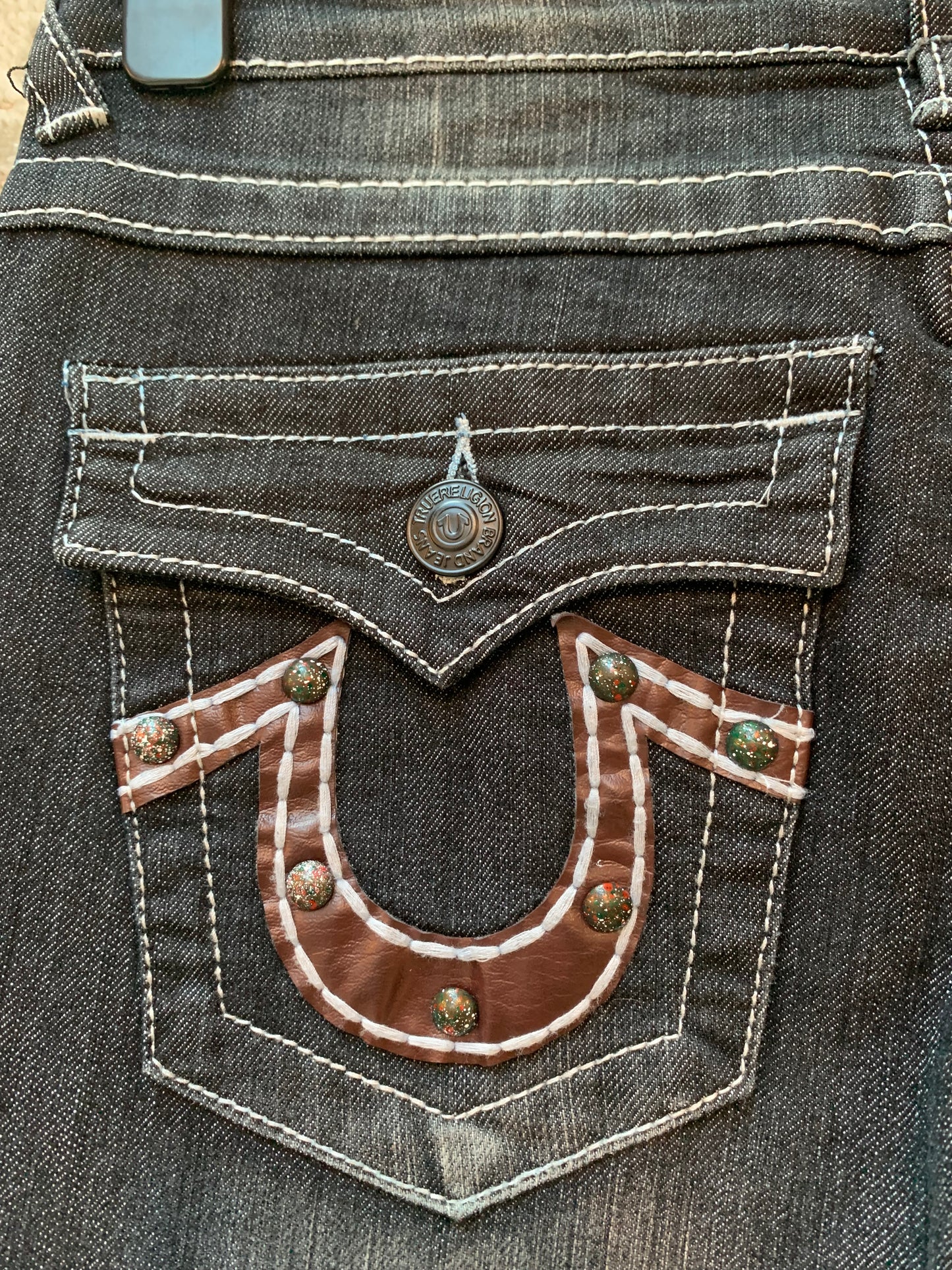 True Religion Rhinestone Straight Leg Jeans