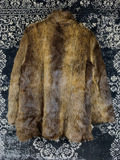 Women’s Vintage Natural Brown Genuine Beaver Fur Coat