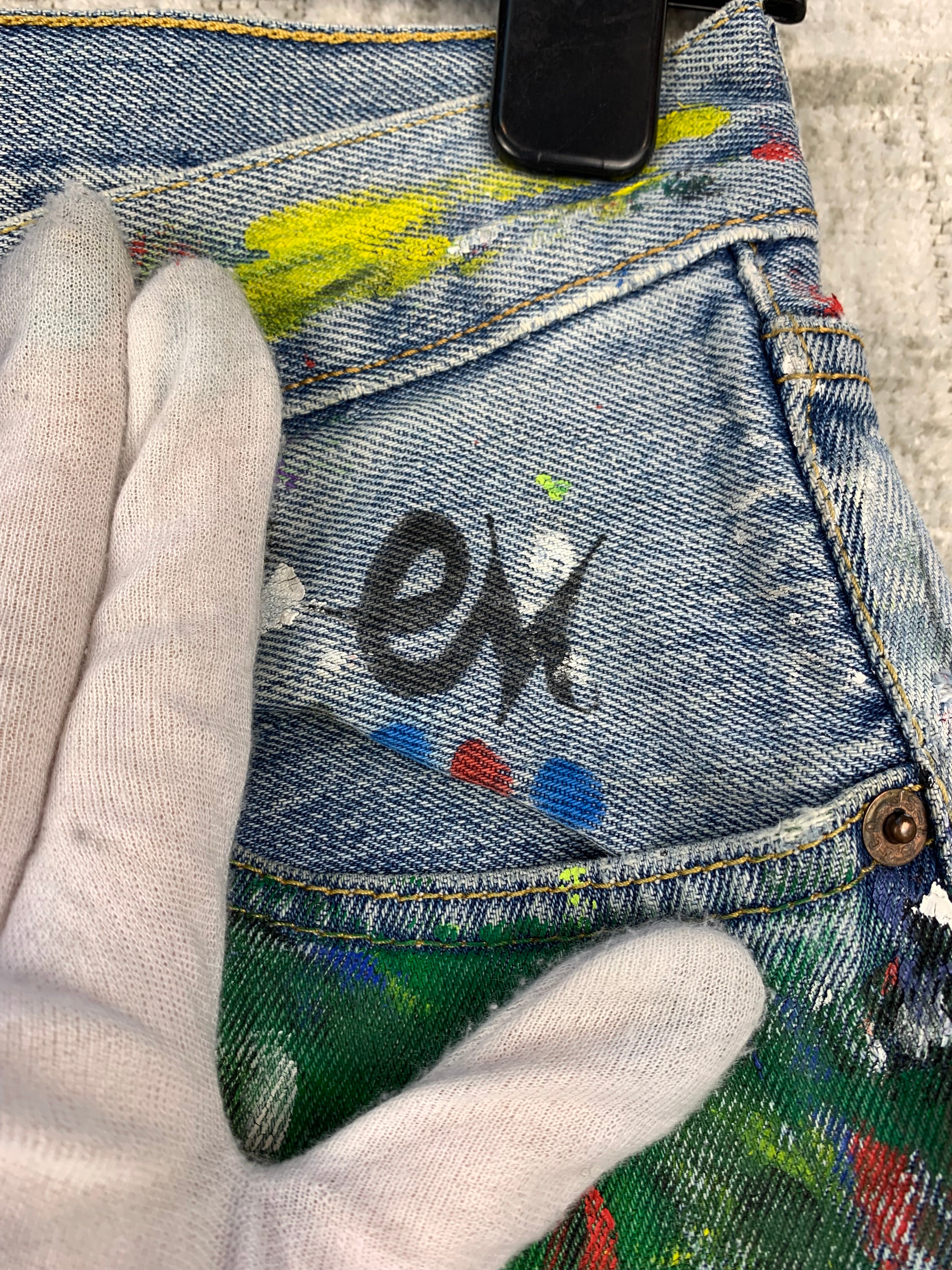 Levi's Womens Light Wash Painted Patchwork Jeans