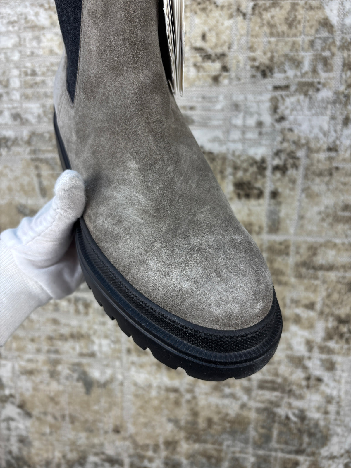 Brunello Cucinelli Gray Suede Chelsea Boots