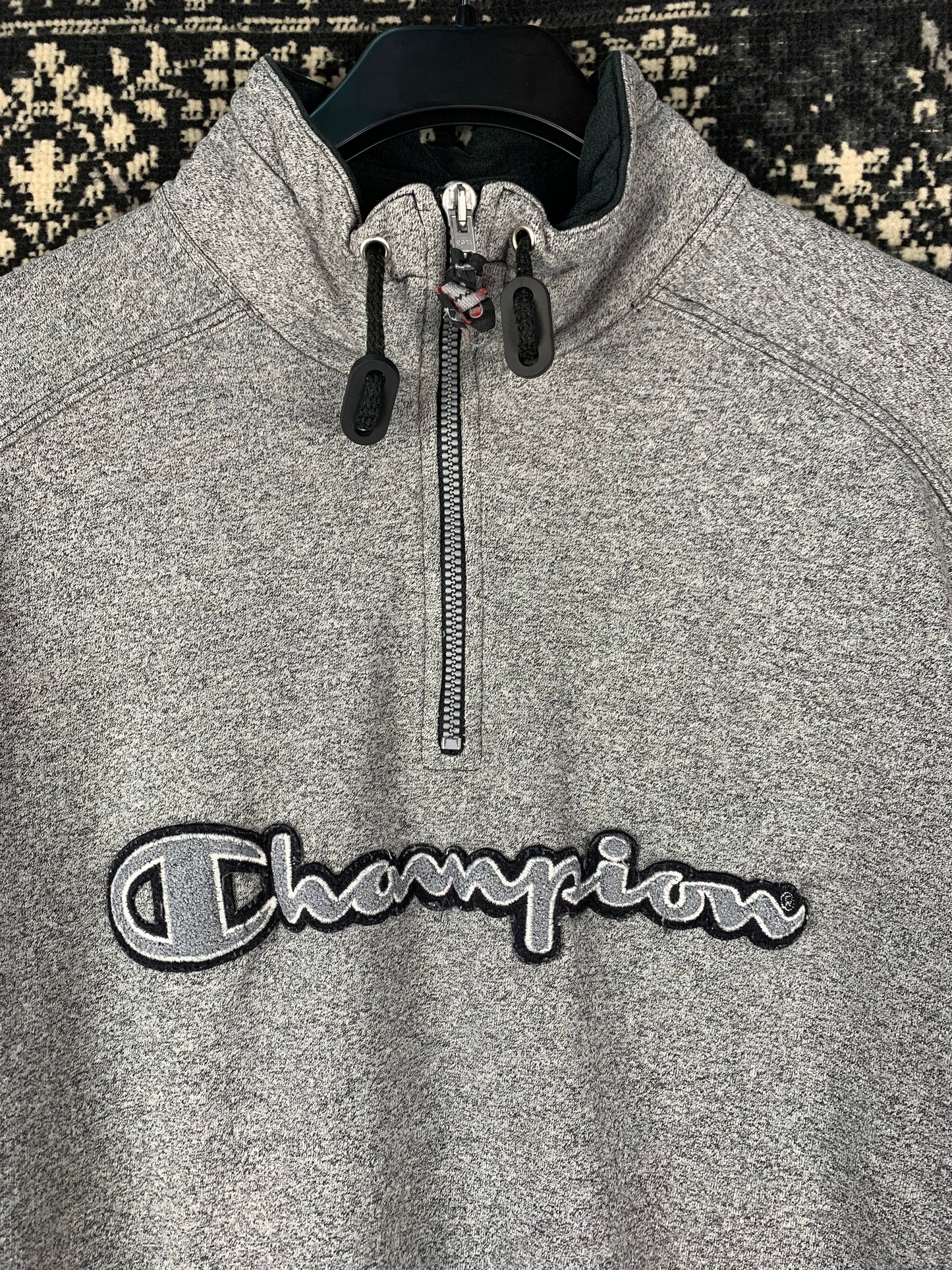 Men’s Champion Quarter Zip Grey Pullover Hoodie