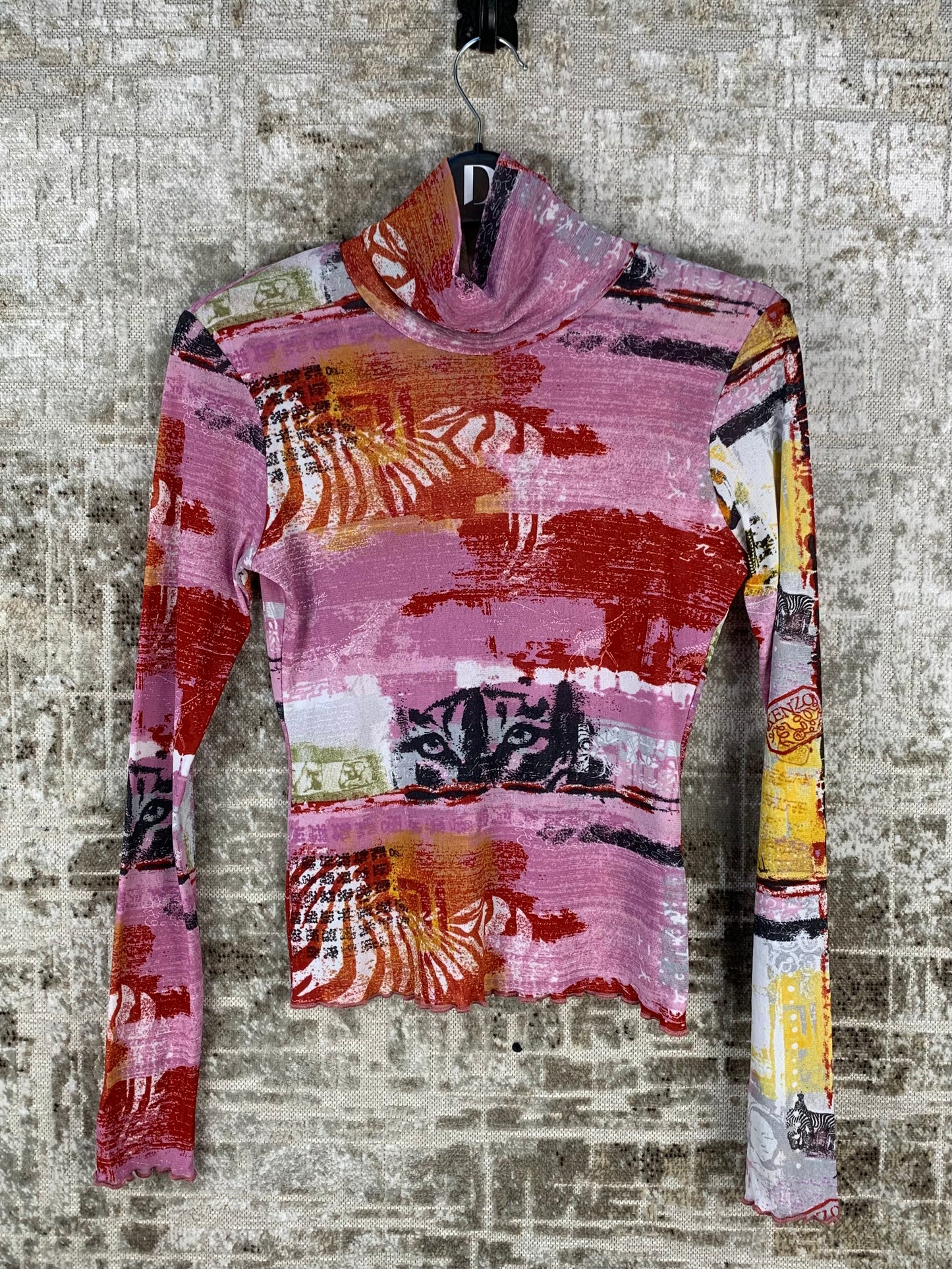 Womens Y2K Kenzo Pink Mesh Long Sleeve Top