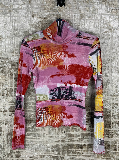 Womens Y2K Kenzo Pink Mesh Long Sleeve Top