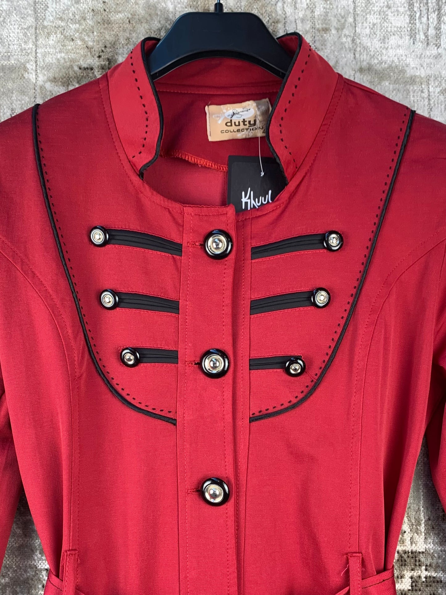 Womens Y2K Red Napoleon Military Coat