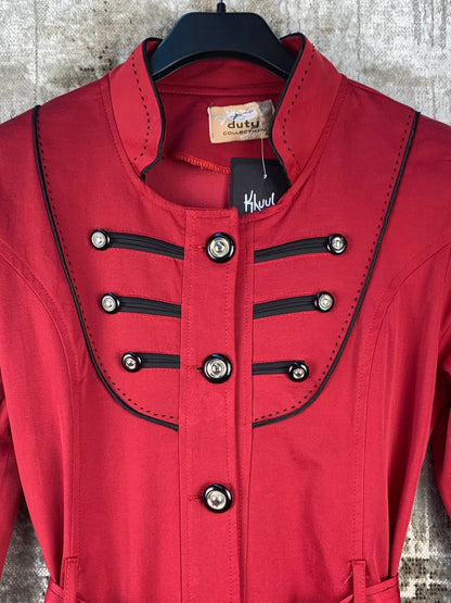 Womens Y2K Red Napoleon Military Coat