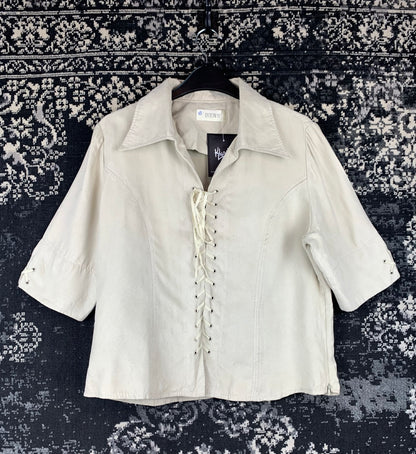 Women's Vintage INTOWN Beige Lace Up Shirt