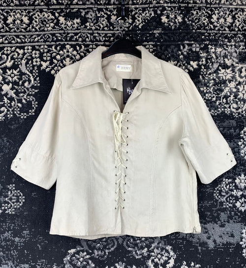 Women's Vintage INTOWN Beige Lace Up Shirt