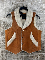 Vintage Unisex Suede Vest Sherpa Lined