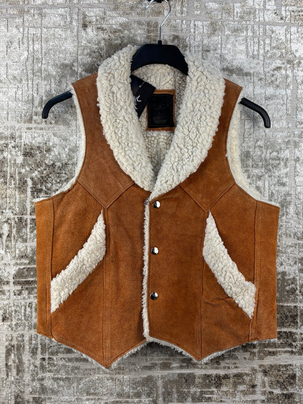 Vintage Unisex Suede Vest Sherpa Lined