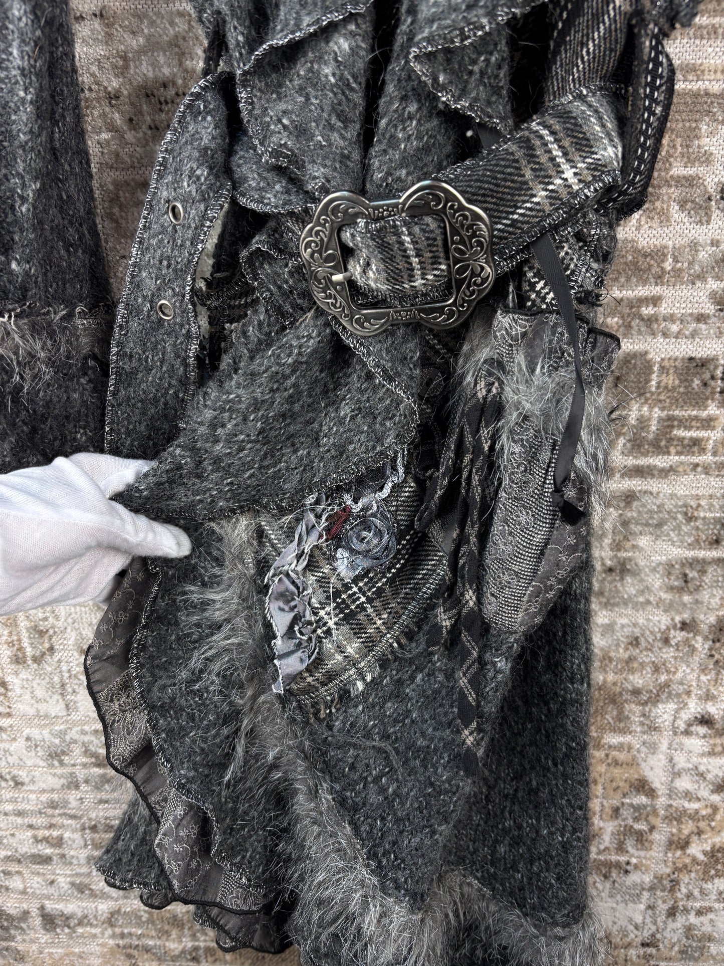 Women's Y2K Vintage Steampunk Grey Knit Cardigan