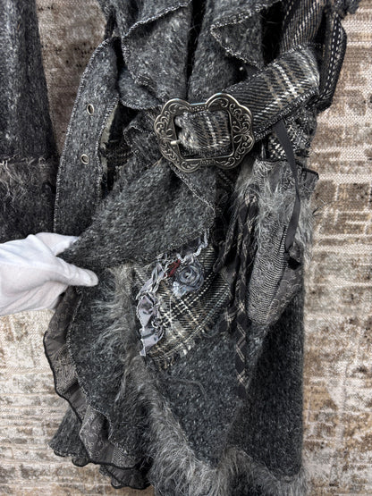 Women's Y2K Vintage Steampunk Grey Knit Cardigan