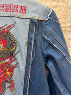 Women's Y2K Guess Dragon Embroidery Denim Jacket