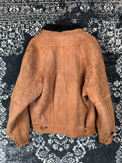 Men's Vintage Dark Orange Suede Leather Jacket