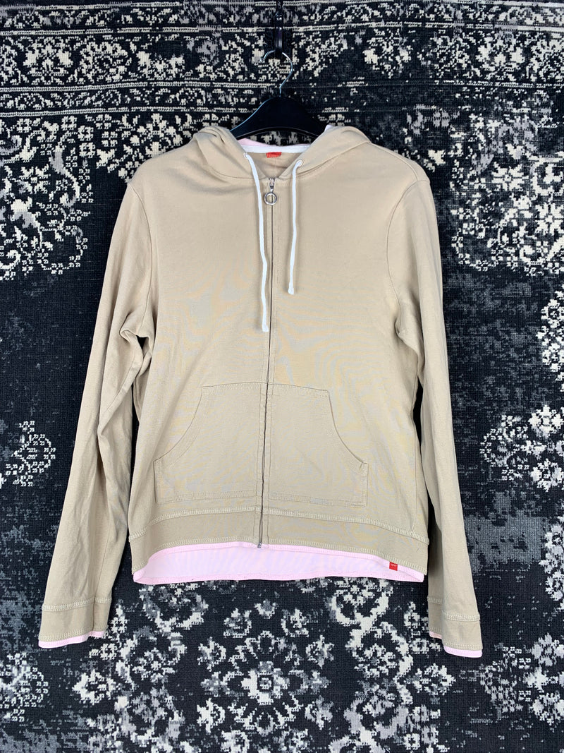 Womens Y2K Beige Esprit Zip Up Hoodie