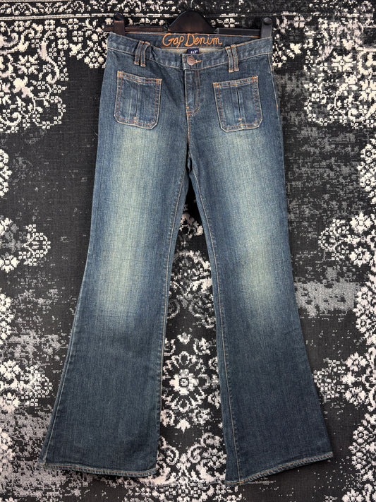 Womens Y2K Blue Denim Flare Jeans