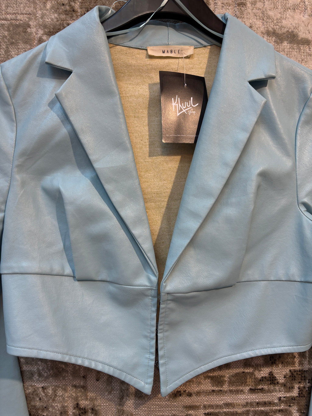 Women's Vintage Pastel Blue Leather Bolero