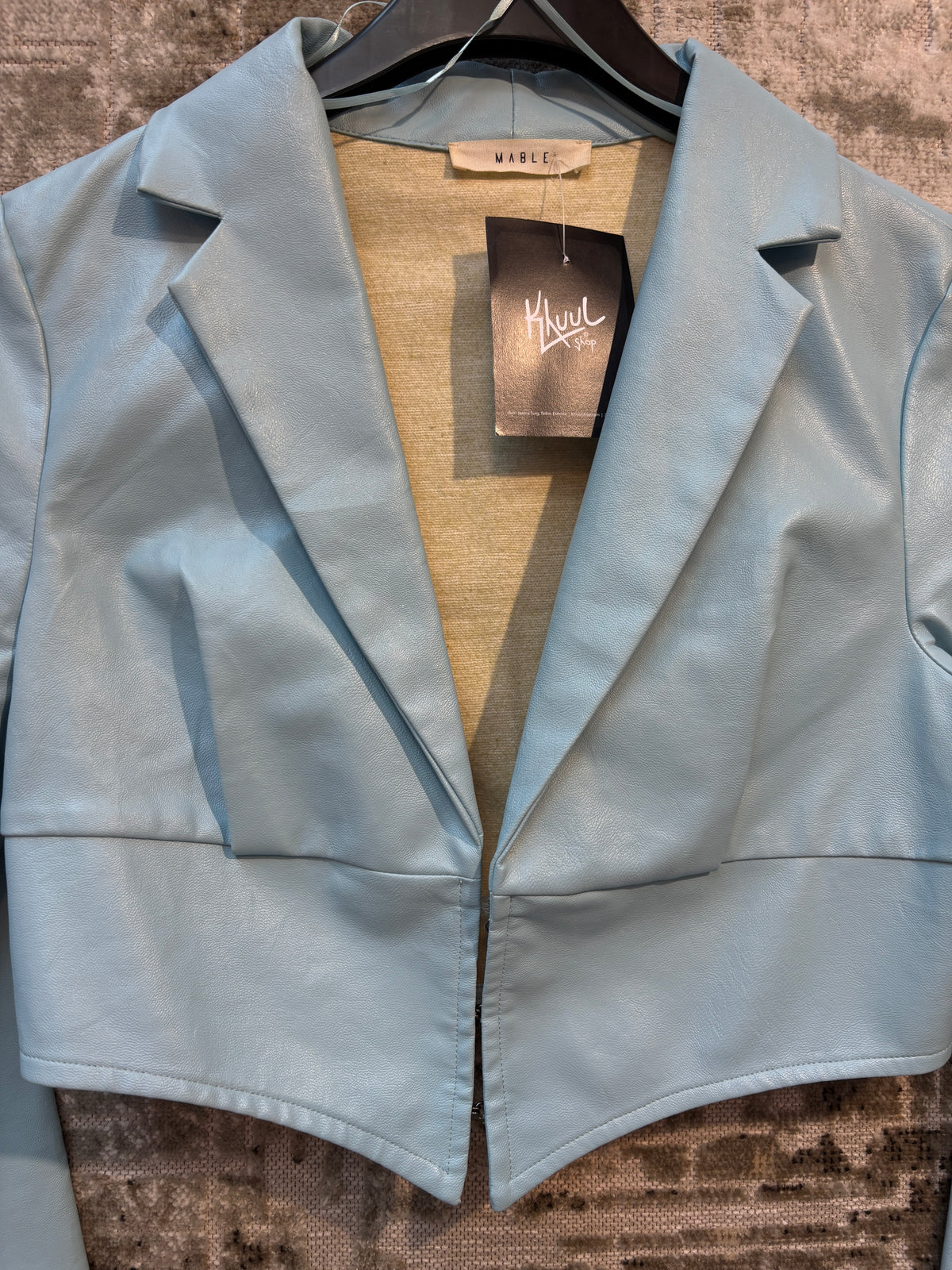 Women's Vintage Pastel Blue Leather Bolero