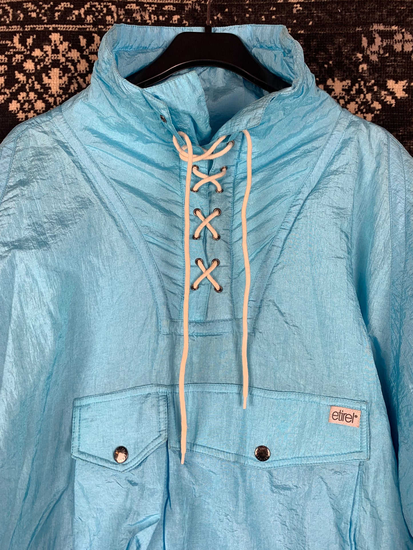 Men's Vintage Light Blue Lace-Up Ski Jacket