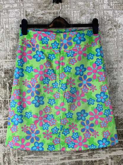 Womens Y2K Lime Green Pink Blue Floral Skirt