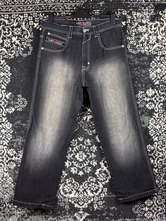 Mens Y2K LOT29 Washed Black Denim Jeans