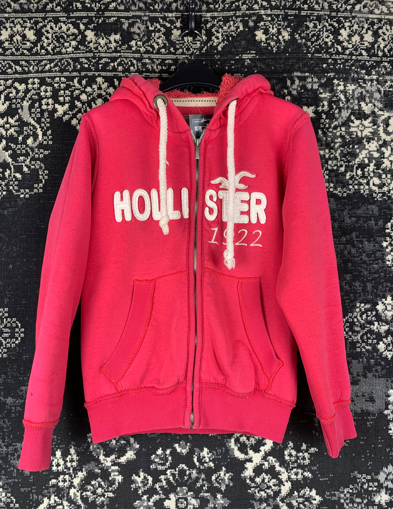Women's Y2K Hollister 1922 Pink Zip-Up Hoodie