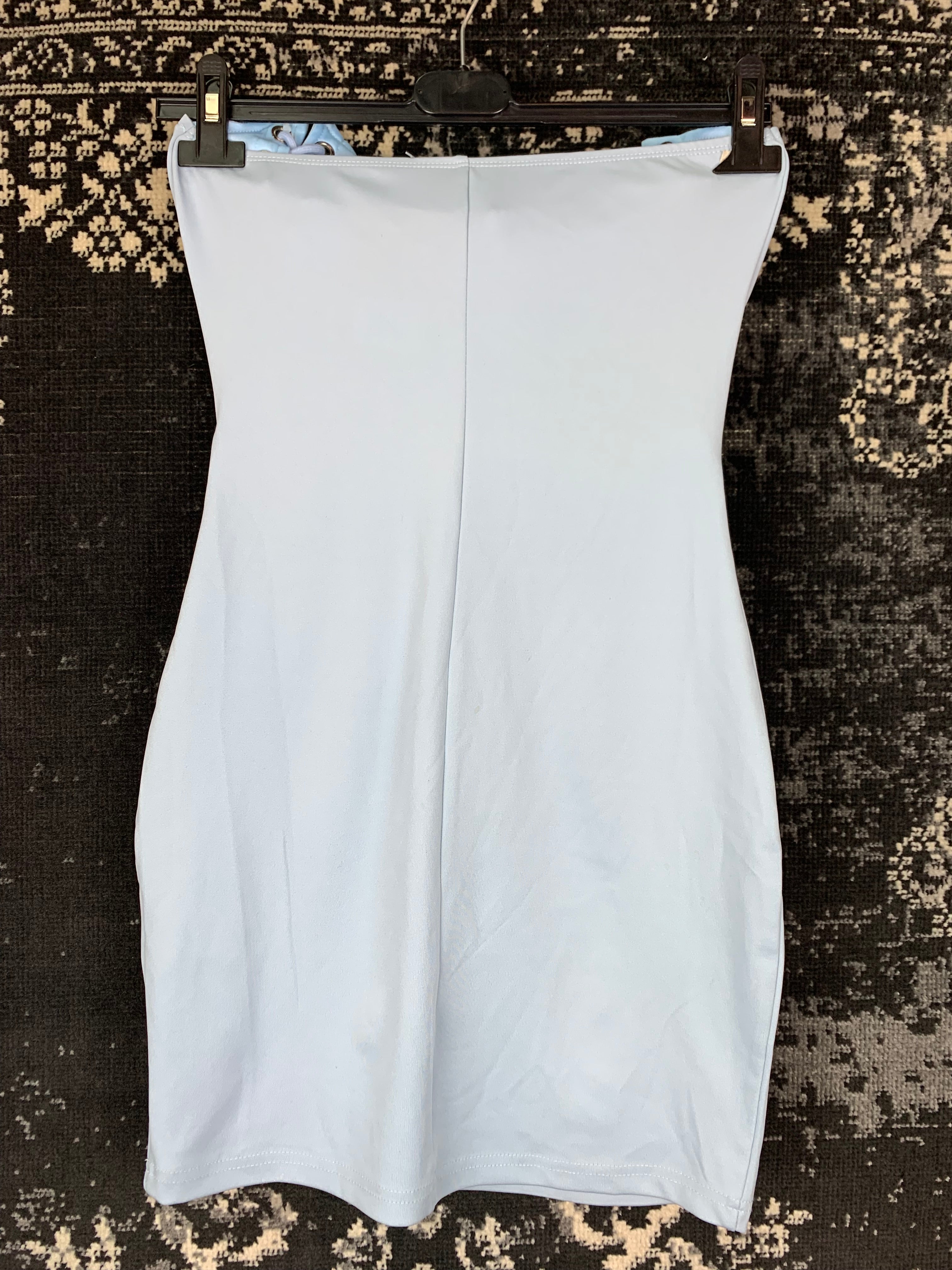 Y2K Women’s Light Blue Lace-Up Bodycon Mini Dress