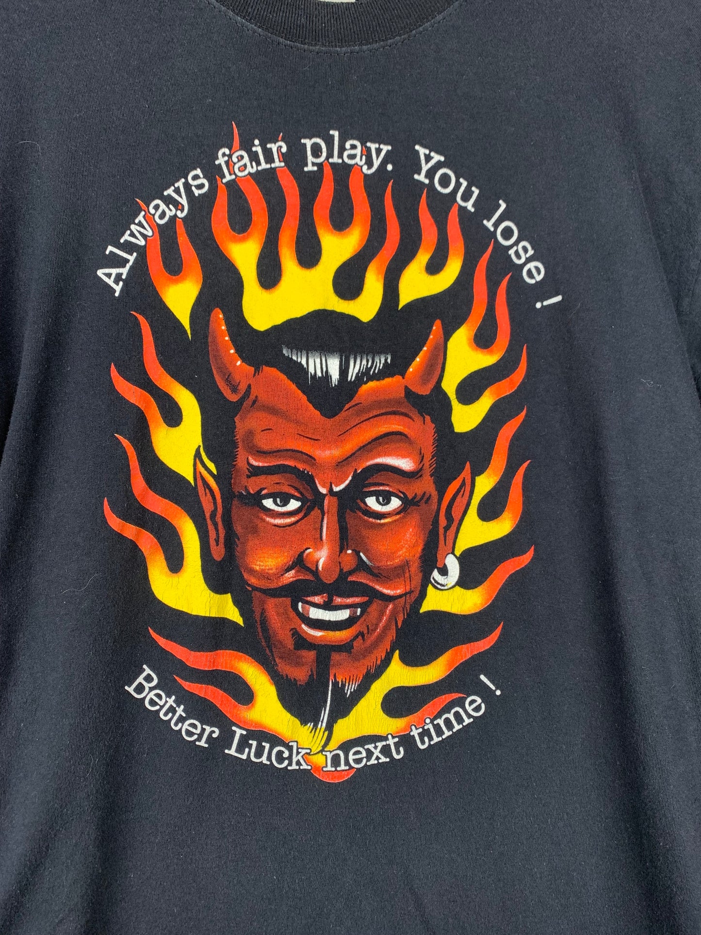 Men's Vintage Devil Print Graphic Black Longsleeve Shirt