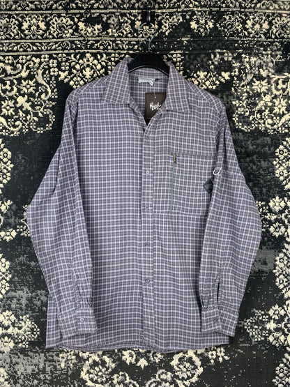 Men's Go Southern Grey Checkered Long Sleeve Button-Up Shirt