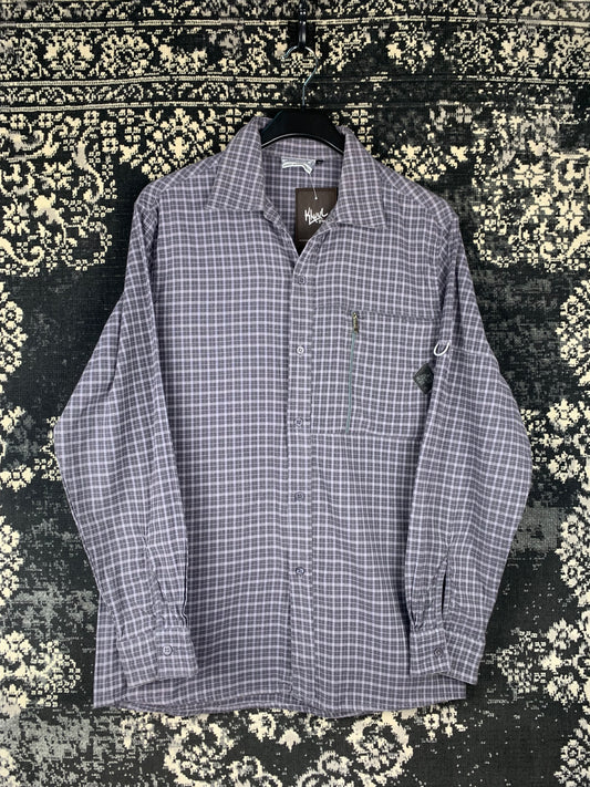 Men's Go Southern Grey Checkered Long Sleeve Button-Up Shirt