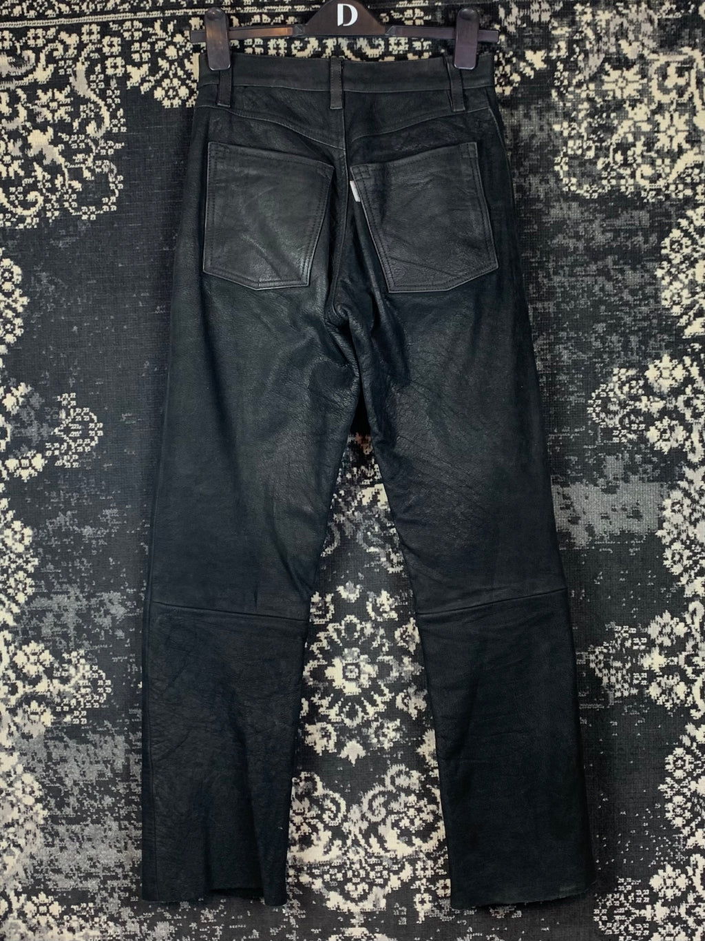 Vintage Women's Black Genuine Leather Pants