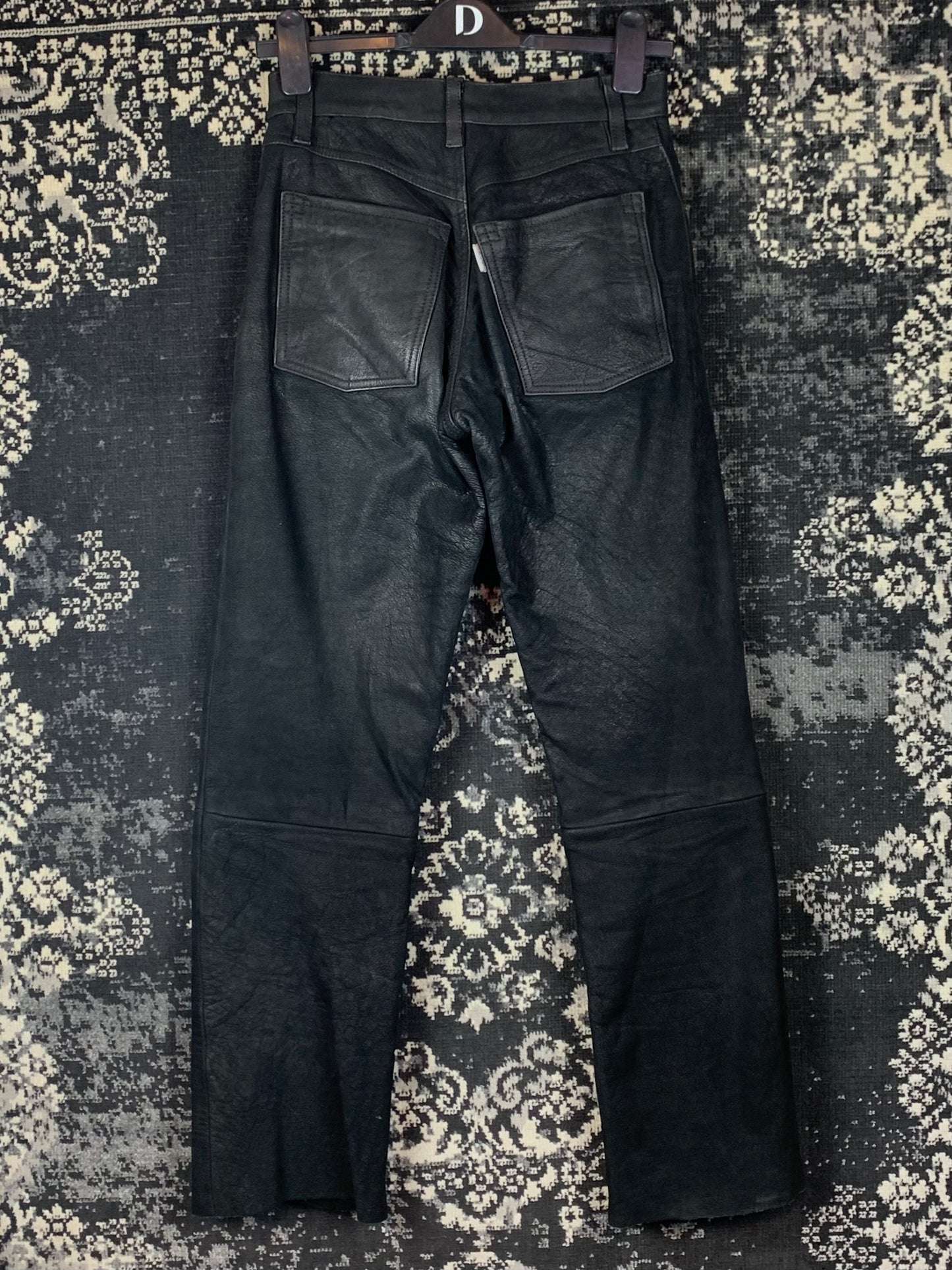 Vintage Women's Black Genuine Leather Pants
