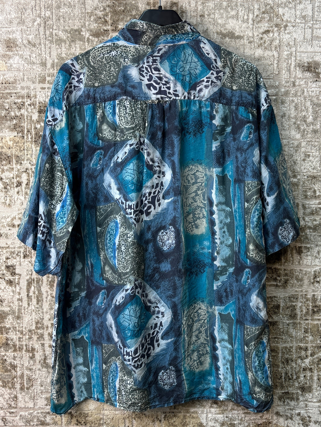 Fictif 90s Silk Abstract Print Short Sleeve Shirt