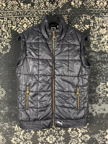 Puma Black Quilted Jacket with Gold Zip Detail