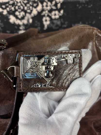 Y2K Vintage Prada Brown Leather Duffle Bag