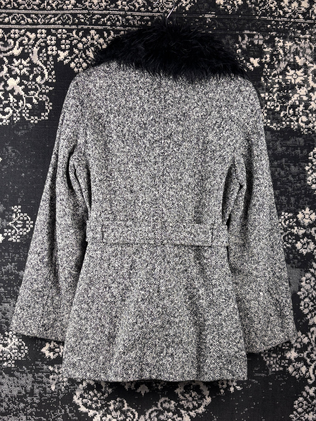 Women's Vintage Y2K Black White Wool Coat