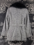 Women's Vintage Y2K Black White Wool Coat