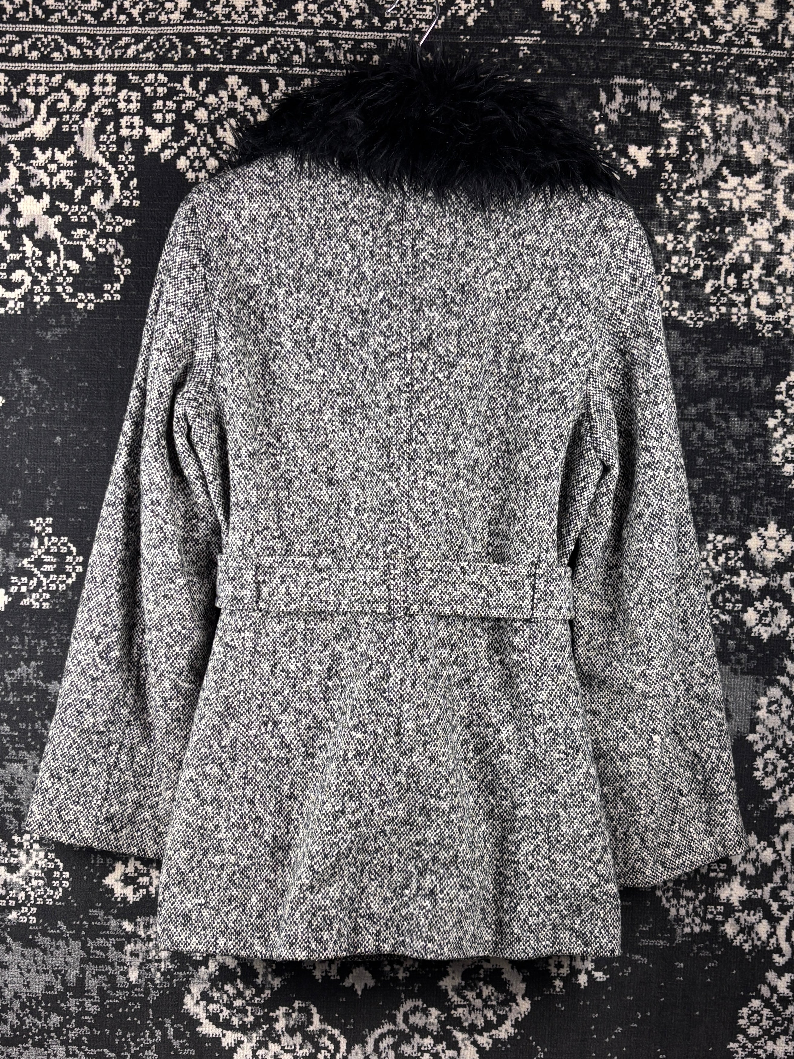 Women's Vintage Y2K Black White Wool Coat