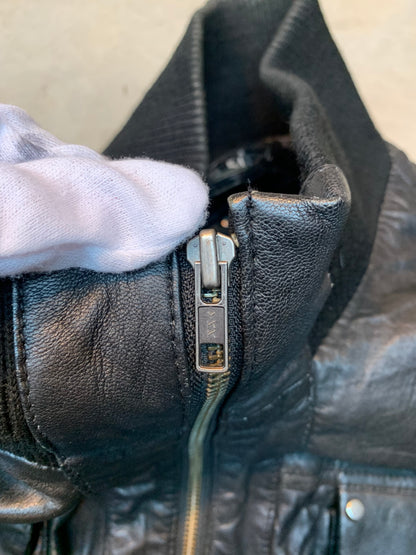 Bruno Banani Black Leather Zip Up Jacket