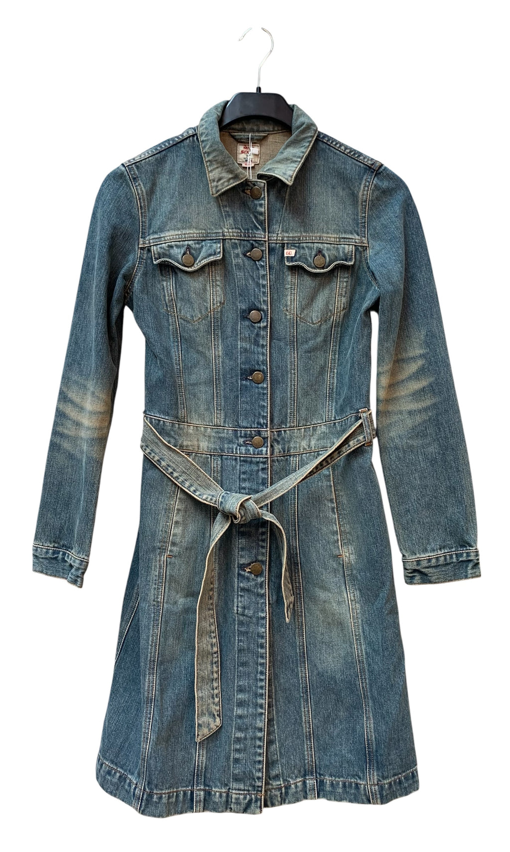 Miss Sixty Y2K Belted Denim Coat Dress