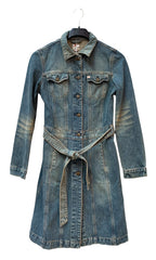 Miss Sixty Y2K Belted Denim Coat Dress