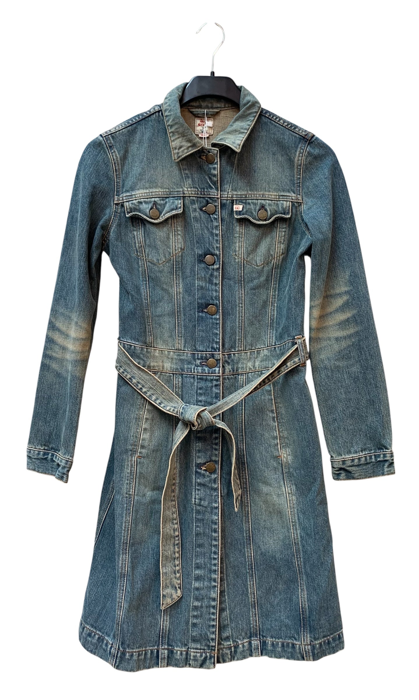 Miss Sixty Y2K Belted Denim Coat Dress